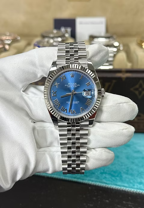 Rolex Datejust 41 Two-Tone White Gold & Steel - Blue Roman Dial - Fluted Bezel (Ref# 126334)