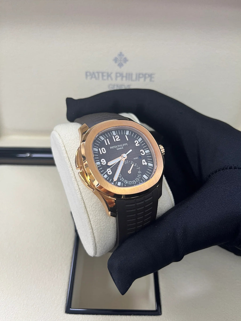 Patek Philippe Aquanaut Time Travel/ Rose Gold Chocolate Dial (Ref#5164R/001)