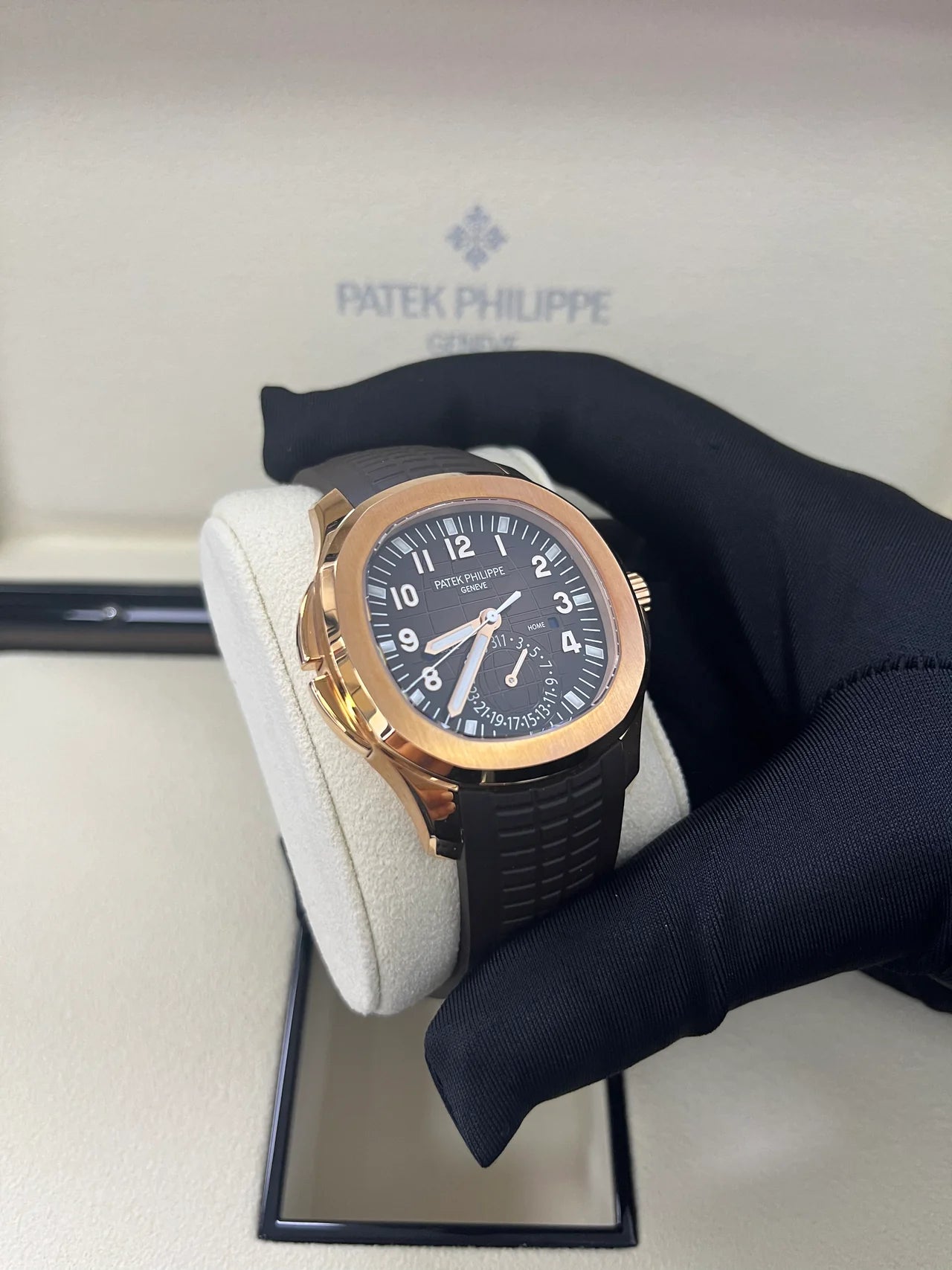 Patek Philippe Aquanaut Time Travel/ Rose Gold Chocolate Dial (Ref#5164R/001)