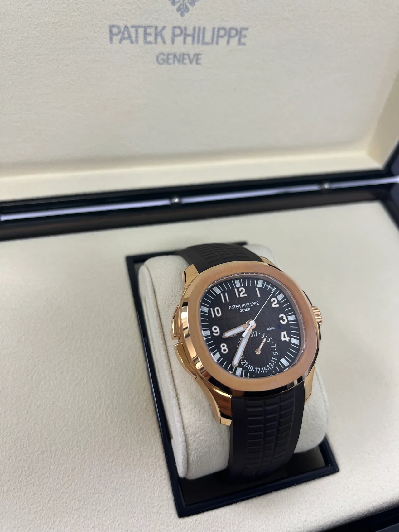 Patek Philippe Aquanaut Time Travel/ Rose Gold Chocolate Dial (Ref#5164R/001)