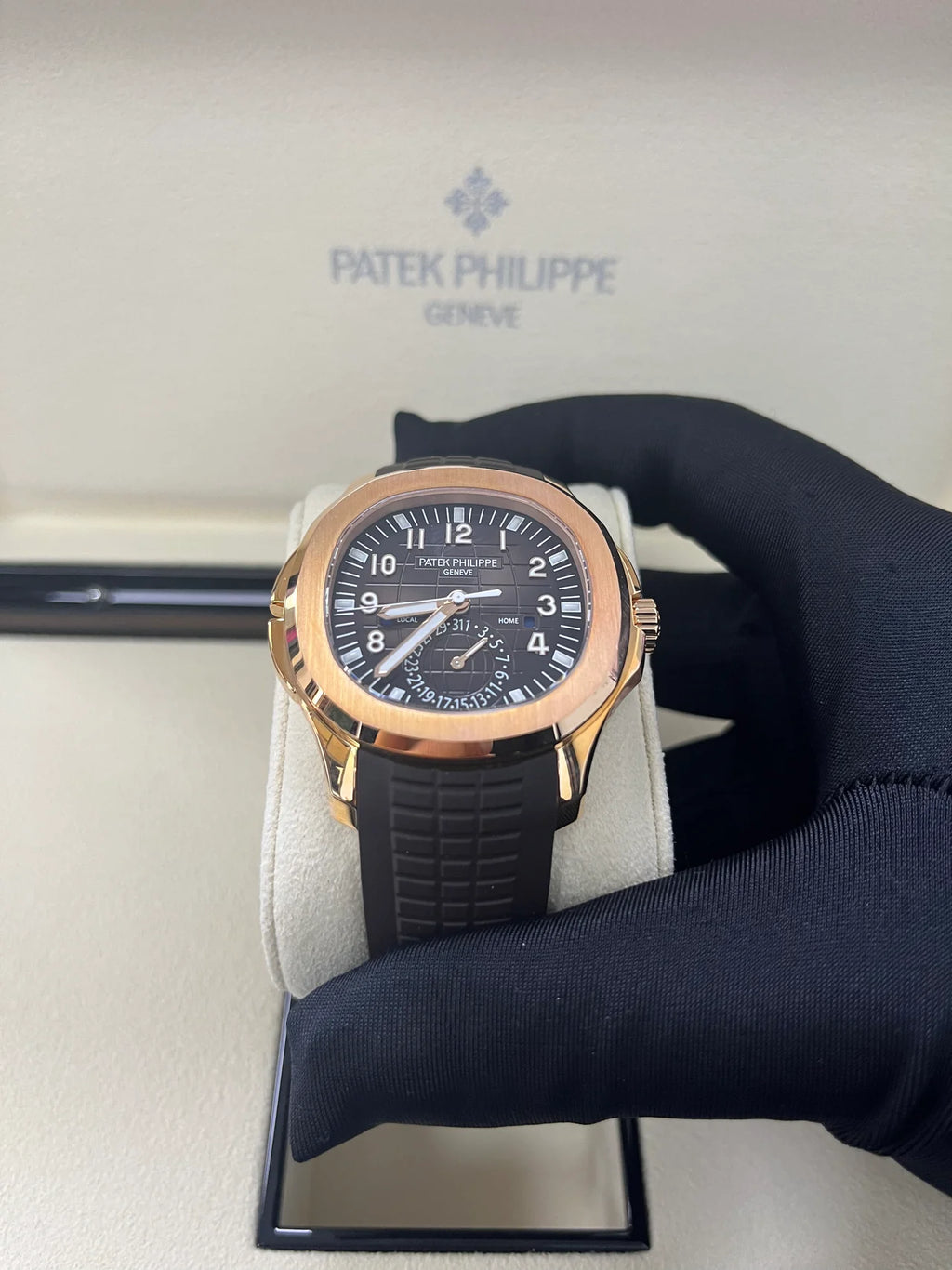 Patek Philippe Aquanaut Time Travel/ Rose Gold Chocolate Dial (Ref#5164R/001)