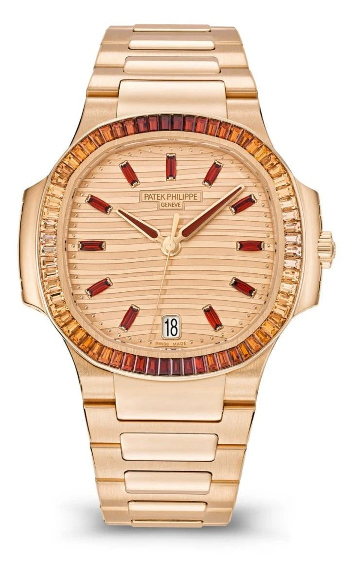 Patek Philippe Nautilus Automatic Rose Gold Baguette Cognac Bezel 7118/1300R