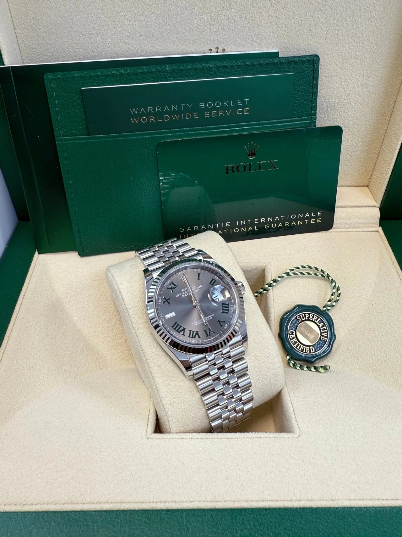 Rolex Datejust 36 Fluted Bezel Slate Roman Dial Jubilee Bracelet 126234