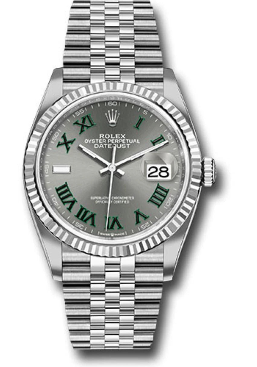 Rolex Datejust 36 Fluted Bezel Slate Roman Dial Jubilee Bracelet 126234