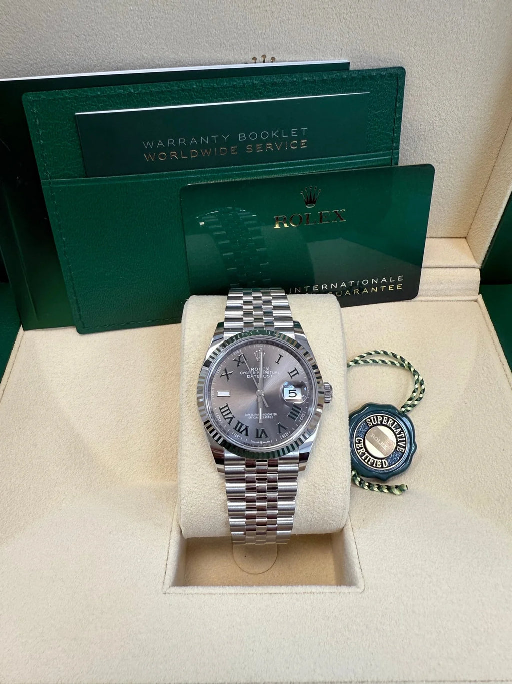 Rolex Datejust 36 Fluted Bezel Slate Roman Dial Jubilee Bracelet 126234