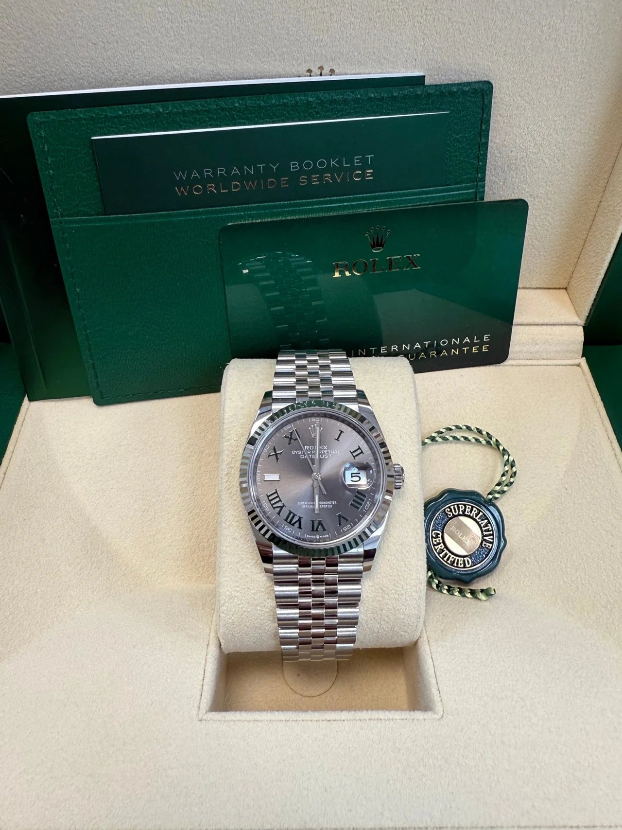 Rolex Datejust 36 Fluted Bezel Slate Roman Dial Jubilee Bracelet 126234