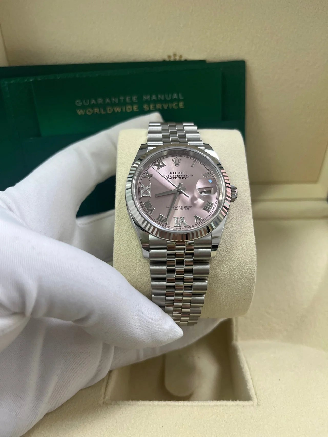 Rolex Datejust 36 Jubilee Pink Roman Dial Ladies (Reference 126234)