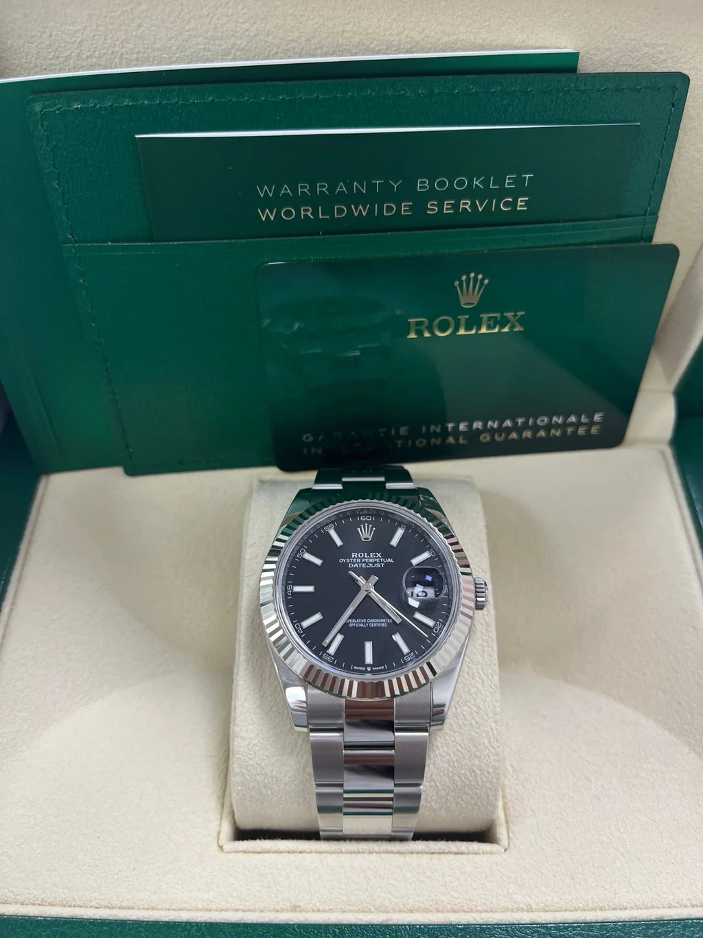 Rolex Datejust 41 Stainless Steel & White Gold - Black Index Dial - Fluted Bezel (Ref# 126334)