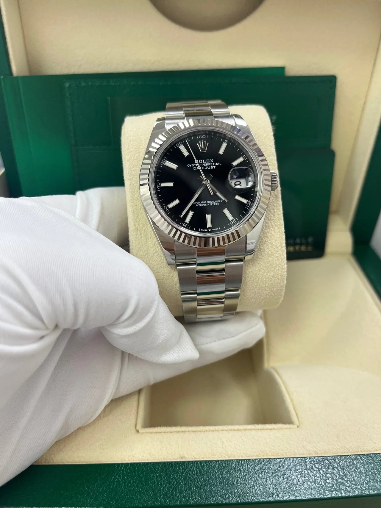 Rolex Datejust 41 Stainless Steel & White Gold - Black Index Dial - Fluted Bezel (Ref# 126334)