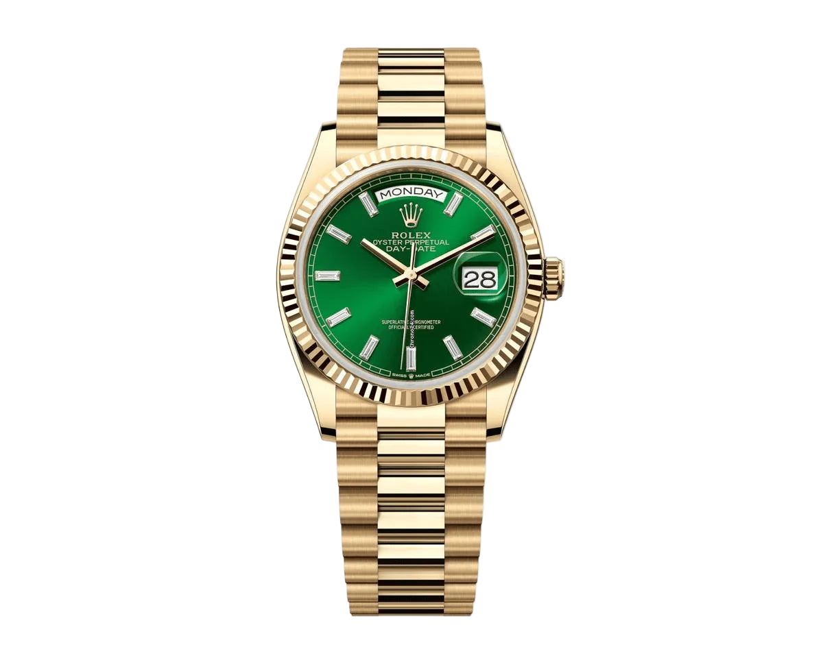 Rolex Day-Date 36 36mm NEW RELEASE 2024 Day-Date 36 GREEN BAGUETTE DIAL 128238