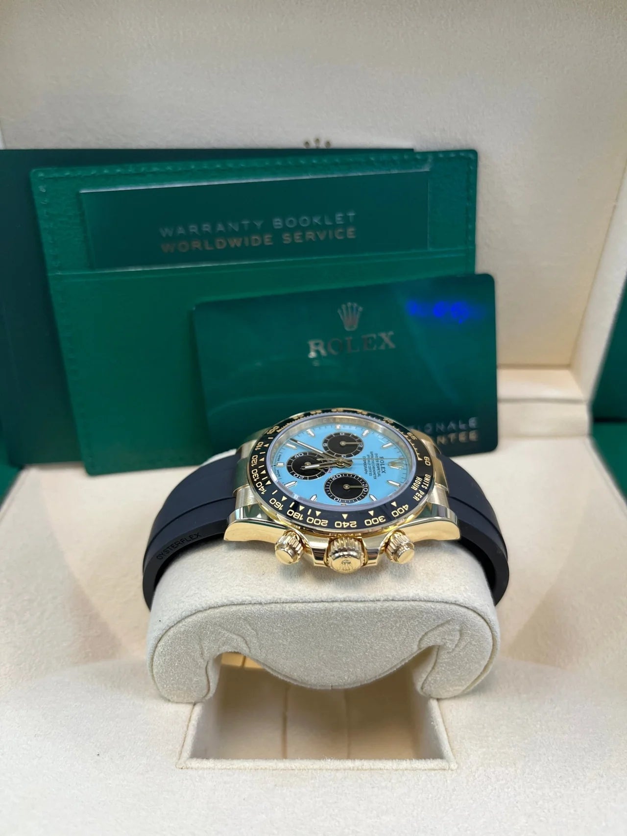 Rolex Daytona Yellow Gold Daytona Tiffany Dial on Oysterflex New 2025 Release Reference 126518